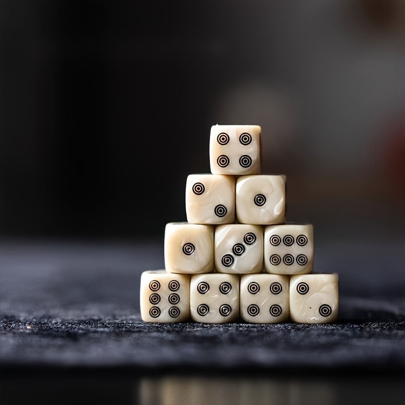 10pcs White Acrylic Dice Set with Large Dot Pattern
